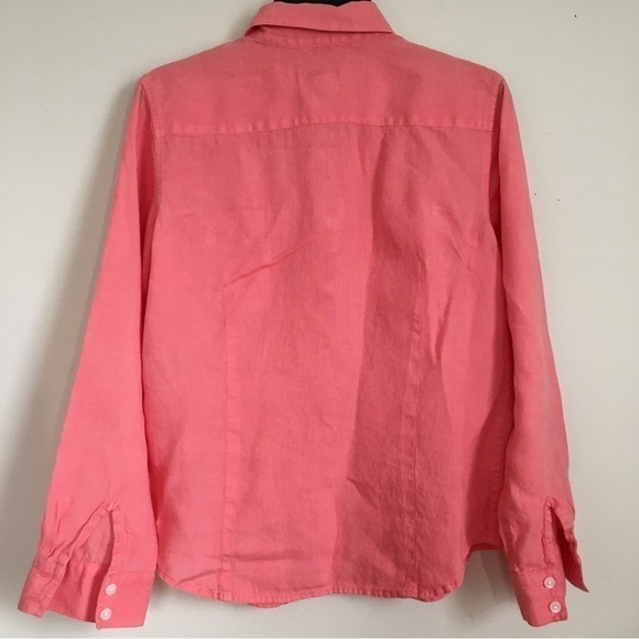 Talbots Linen Orange Button Up Long Sleeves Causal Relaxed Fit Shirt - Picture 2 of 14